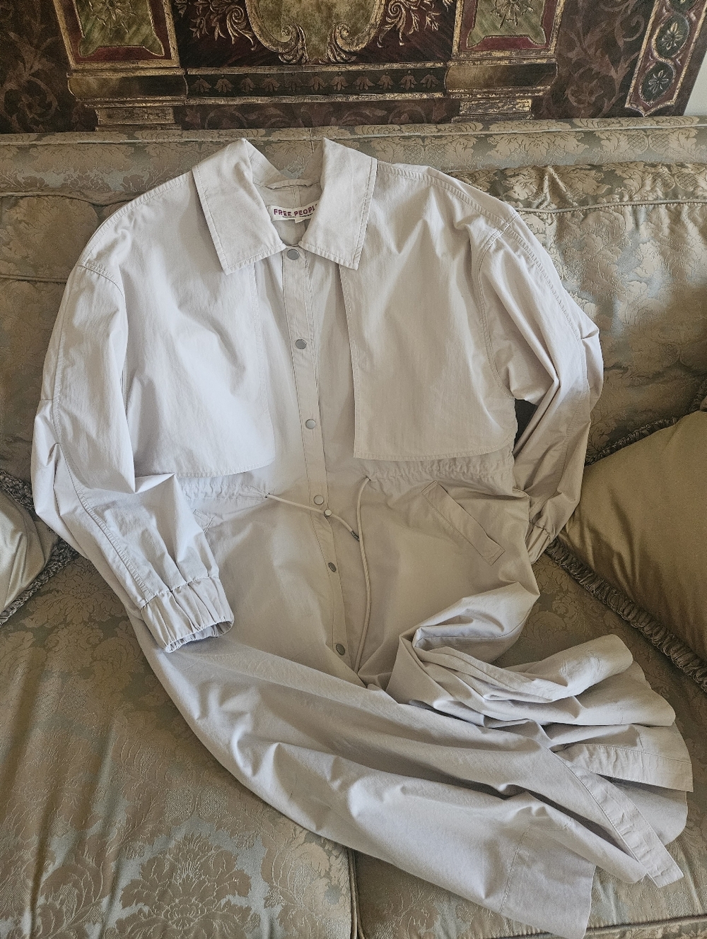 Free People Neutral Beige Longline Trench Coat - Picture 16 of 17